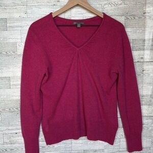 Cashmere Pink Sweater V Neck Pullover Womens Size XL quiet luxury‎